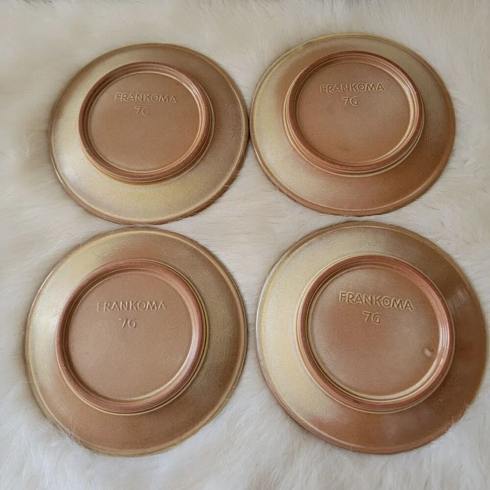 vintage Frankoma Set Of 4 aztec gold pottery 7 inch plates 7G